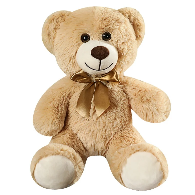 Goldener Teddybär mit Schleife (ca. 35cm)