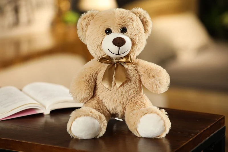 Goldener Teddybär mit Schleife (ca. 35cm)