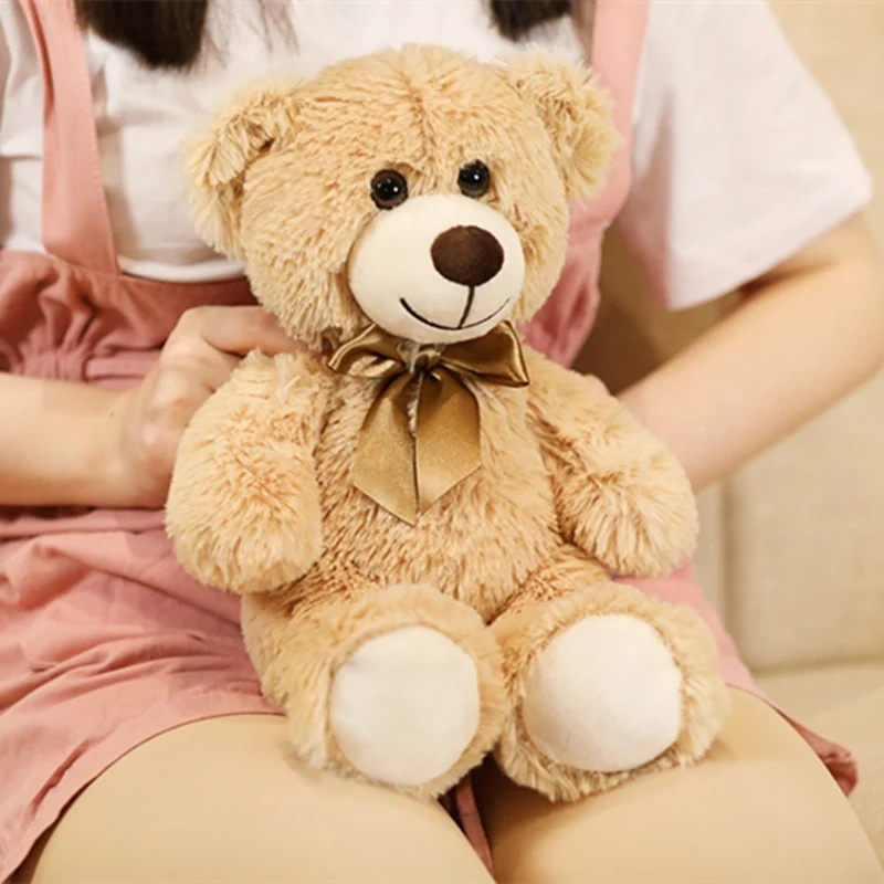 Goldener Teddybär mit Schleife (ca. 35cm)
