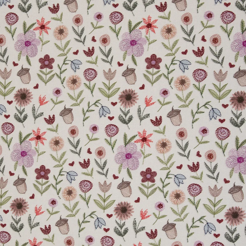 French Terry Embroidery Flowers by Christiane Zielinski - 010 natur