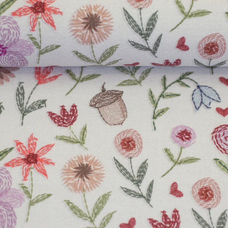 French Terry Embroidery Flowers by Christiane Zielinski - 010 natur