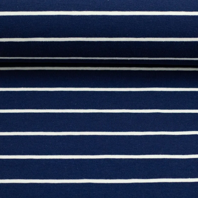 Baumwolljersey Isa Streifen - 596 marine
