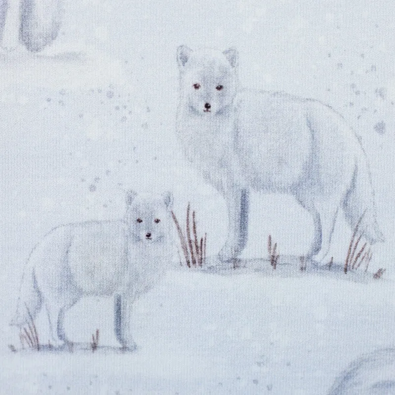 Baumwolljersey Life in the Forest by Christiane Zielinski - Polarfüchse - 183 hellgrau