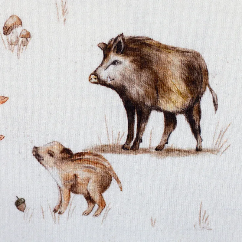 Baumwolljersey Life in the Forest by Christiane Zielinski - Wildschweine - 010 natur