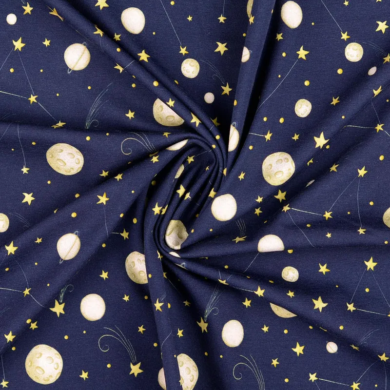 Baumwolljersey Digital Nachthimmel by Little Darling