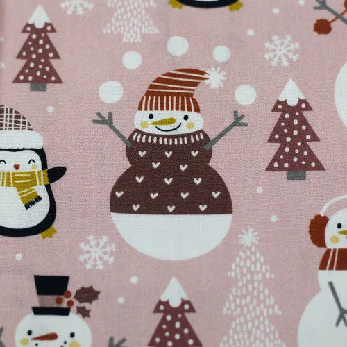 Baumwoll Webware Belle Pinguine und Schneemänner