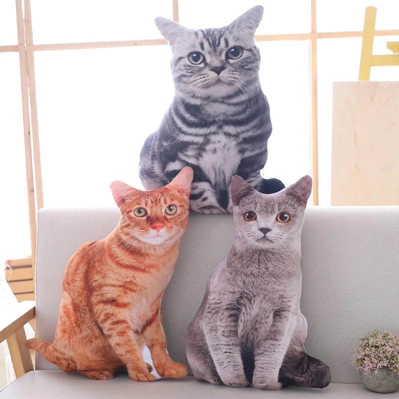 Katzen Kissen Plüschtiere - 3 Motive