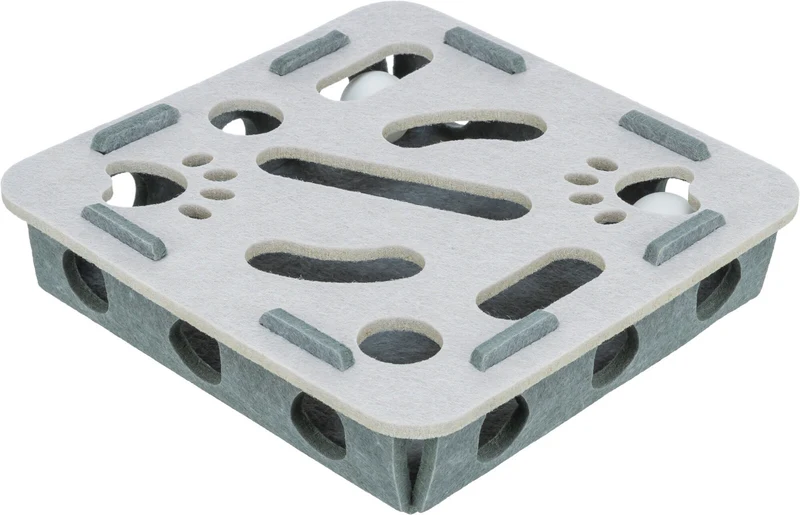 Katzenspielzeug Hole'n'Roll Box aus Filz mit Spielbällen
