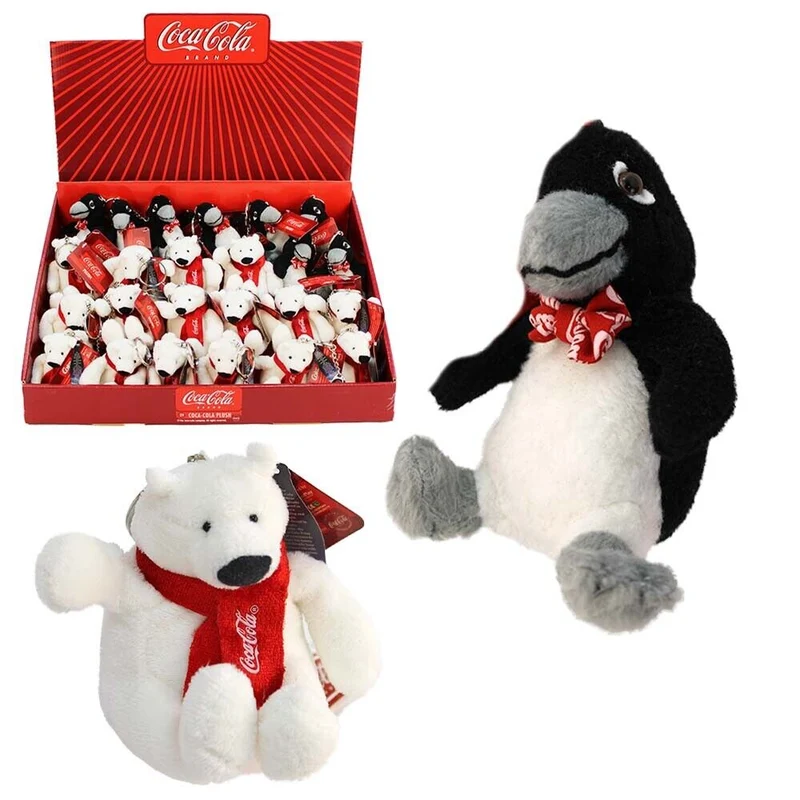 Coca Cola - Schlüsselanhänger Plüsch Eisbär 8,5cm oder Pinguin 9cm, Plüschtier, Kuscheltier