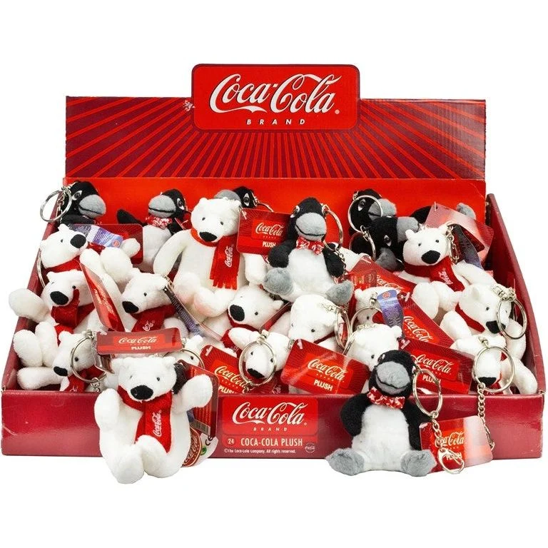 Coca Cola - Schlüsselanhänger Plüsch Eisbär 8,5cm oder Pinguin 9cm, Plüschtier, Kuscheltier