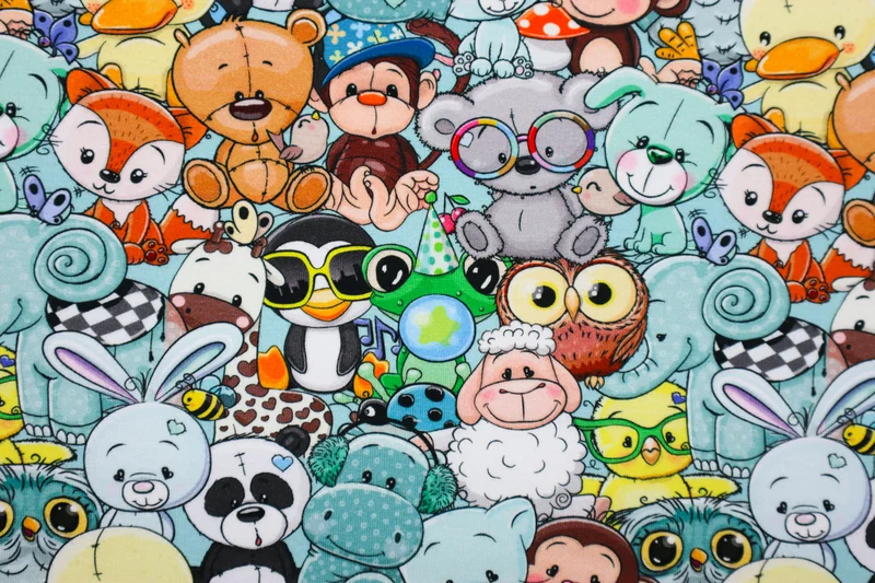 French Terry Digital Crazy Animals