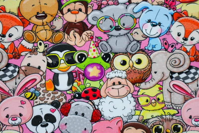 French Terry Digital Crazy Animals