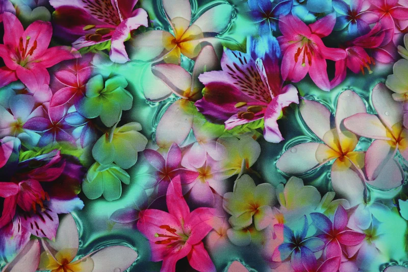 French Terry Digital Tropical Flower