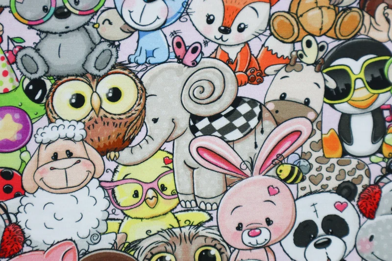 Baumwolljersey Crazy Cute Animals