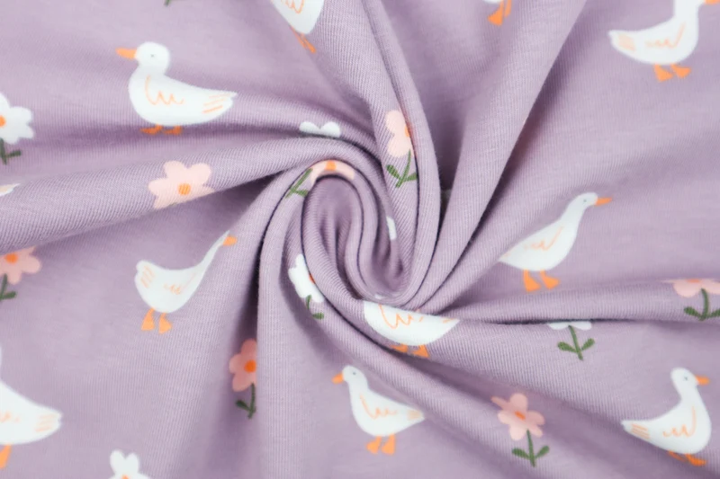 Baumwolljersey Ducks and Flowers GOTS