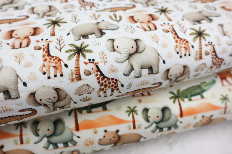 Baumwolljersey Digital Little Safari Animals