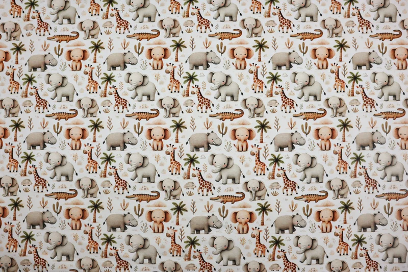 Baumwolljersey Digital Little Safari Animals