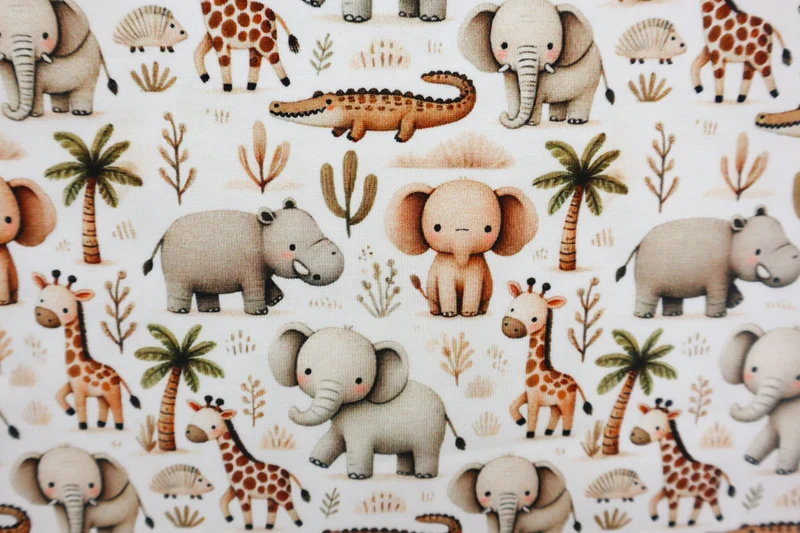 Baumwolljersey Digital Little Safari Animals