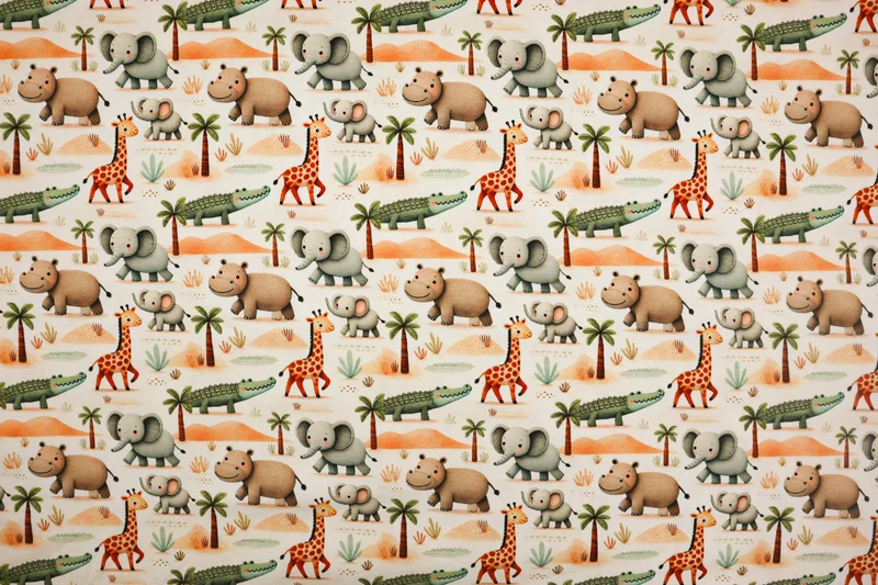 Baumwolljersey Digital Little Safari Animals