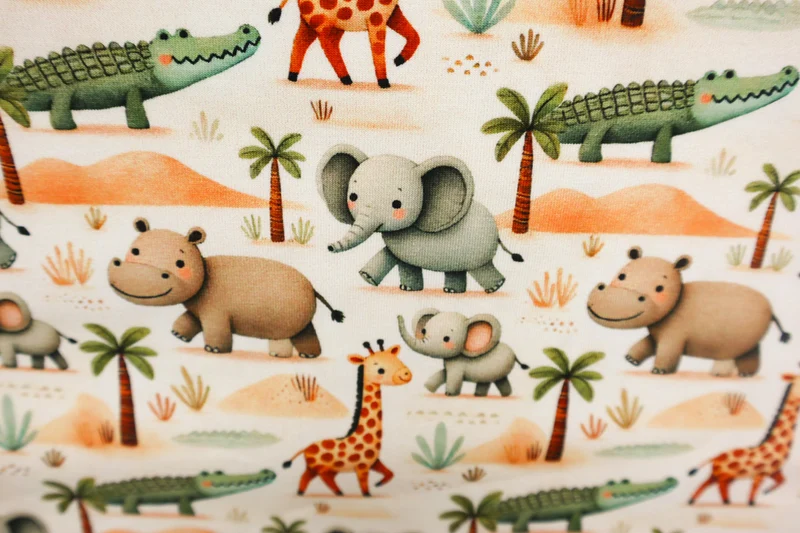 Baumwolljersey Digital Little Safari Animals