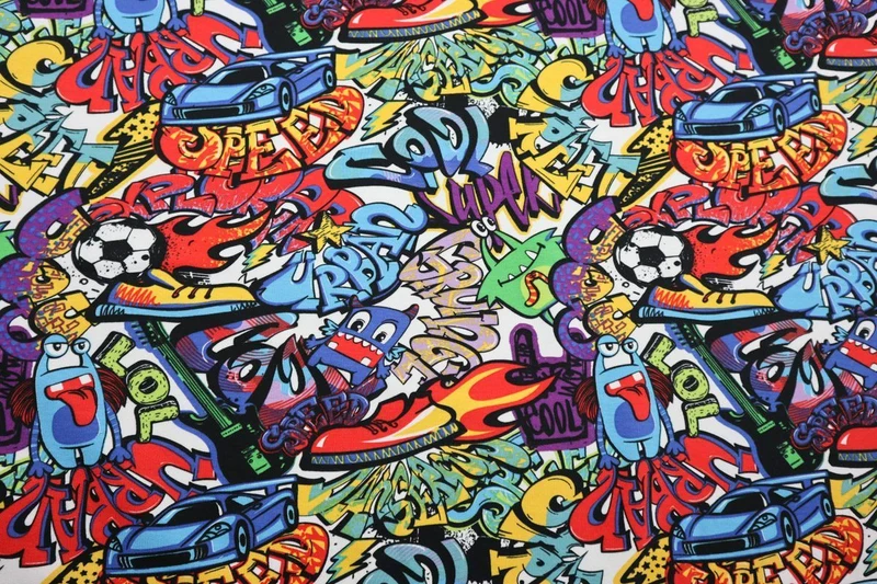 French Terry Football Graffiti