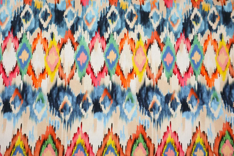 Leinen Baumwoll Mix Digital Indo Rauten