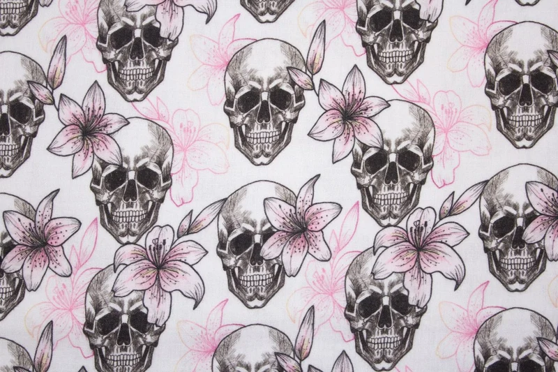 Double Gauze Musselin Happy Skulls by KATINOH