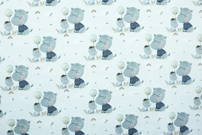 French Terry Cute Hippos Fräulein von Julie 3741