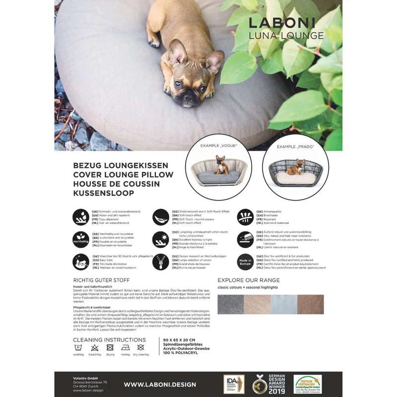 Outdoor Hundekissen Luna Lounge Smooth Lino