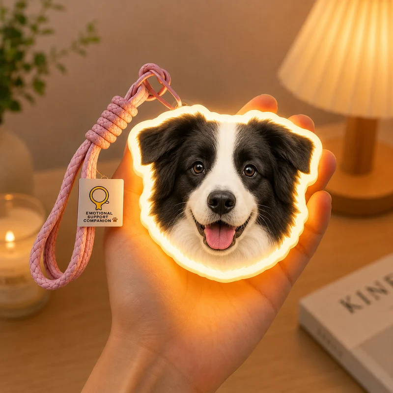 Personalisierter LED-Schlüsselanhänger mit Haustierporträt – Individuell gestalteter, beleuchteter Taschenanhänger mit Foto von Hund oder Katze