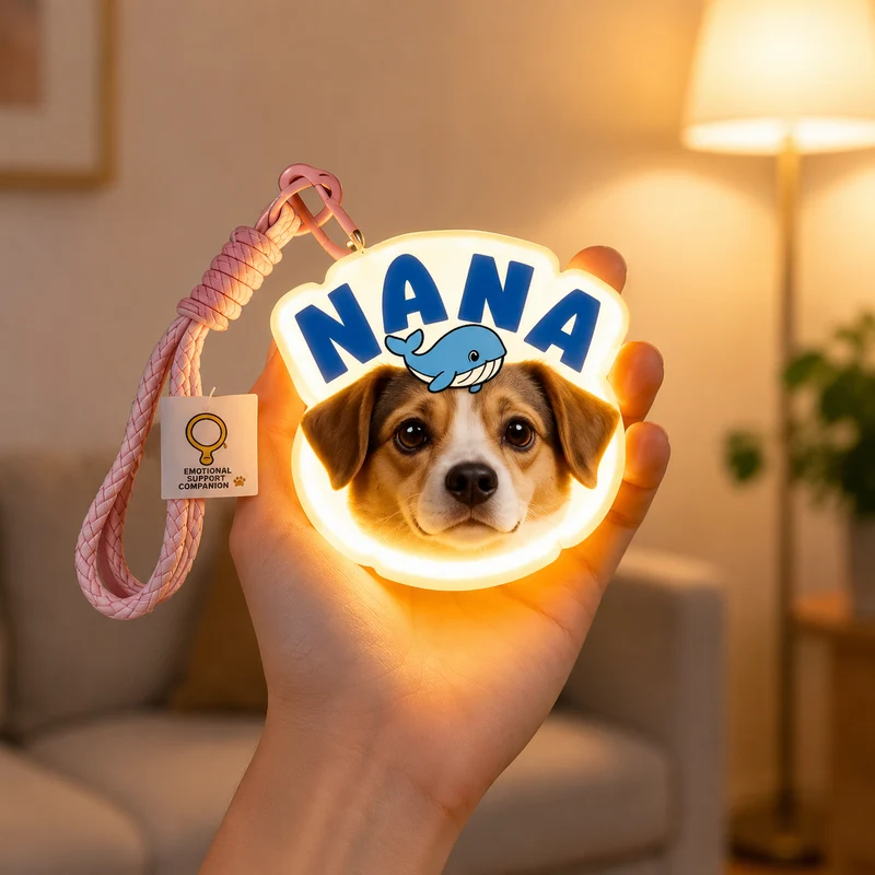 Personalisierter LED-Schlüsselanhänger mit Haustierporträt – Individuell gestalteter, beleuchteter Taschenanhänger mit Foto von Hund oder Katze