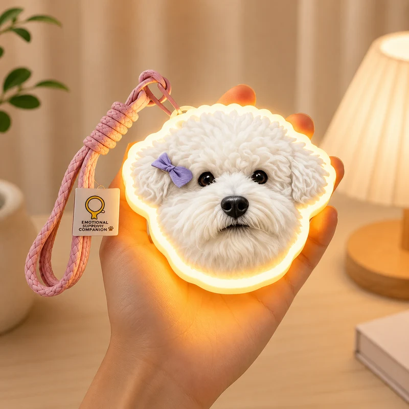 Personalisierter LED-Schlüsselanhänger mit Haustierporträt – Individuell gestalteter, beleuchteter Taschenanhänger mit Foto von Hund oder Katze