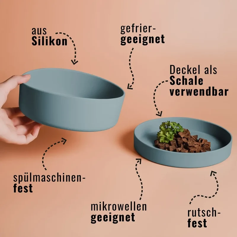Silikon-Futternapf mit Deckel Ruby