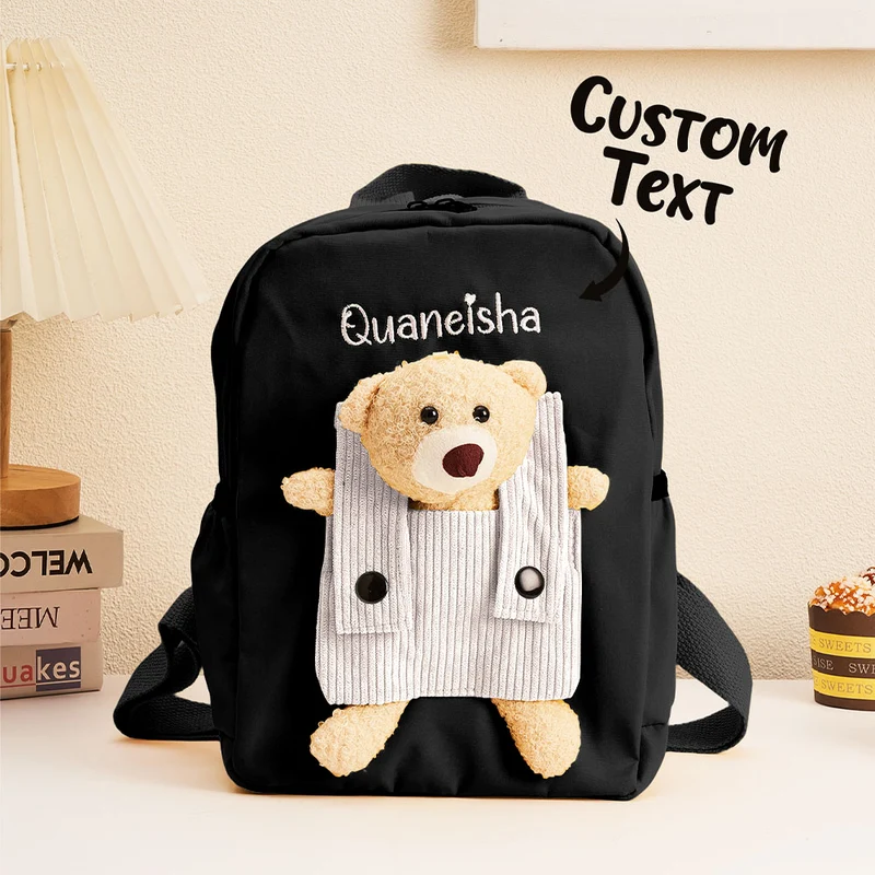 Personalisierte Name Stickerei Rucksack mit Bär - Geschenk für Kinder
