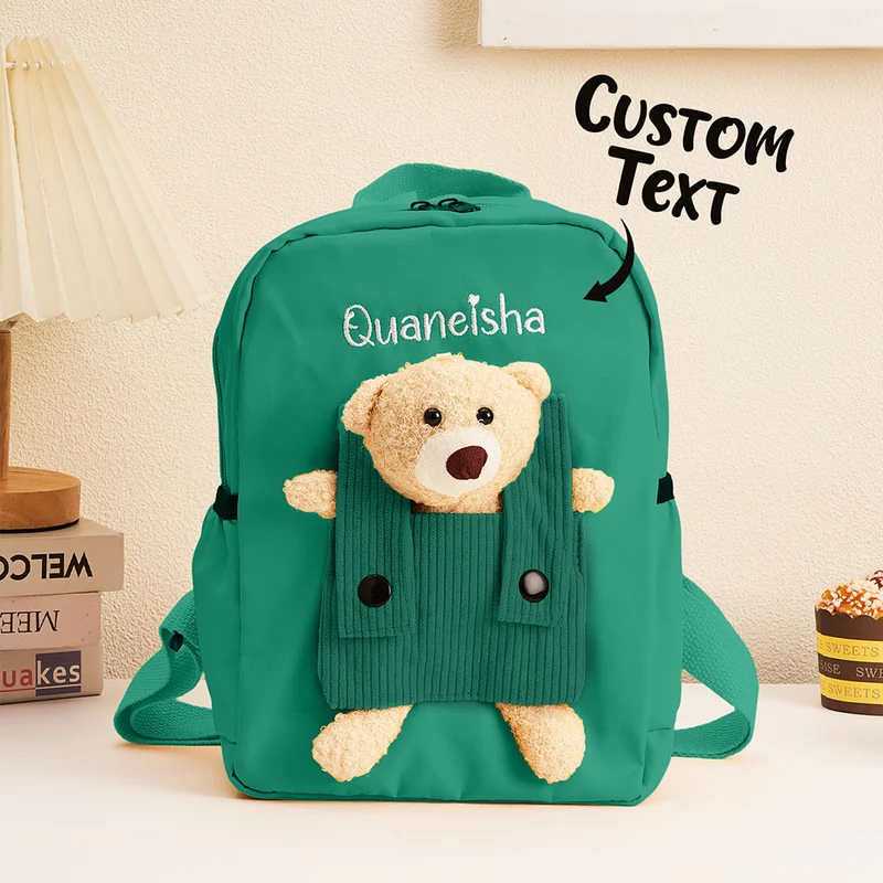 Personalisierte Name Stickerei Rucksack mit Bär - Geschenk für Kinder