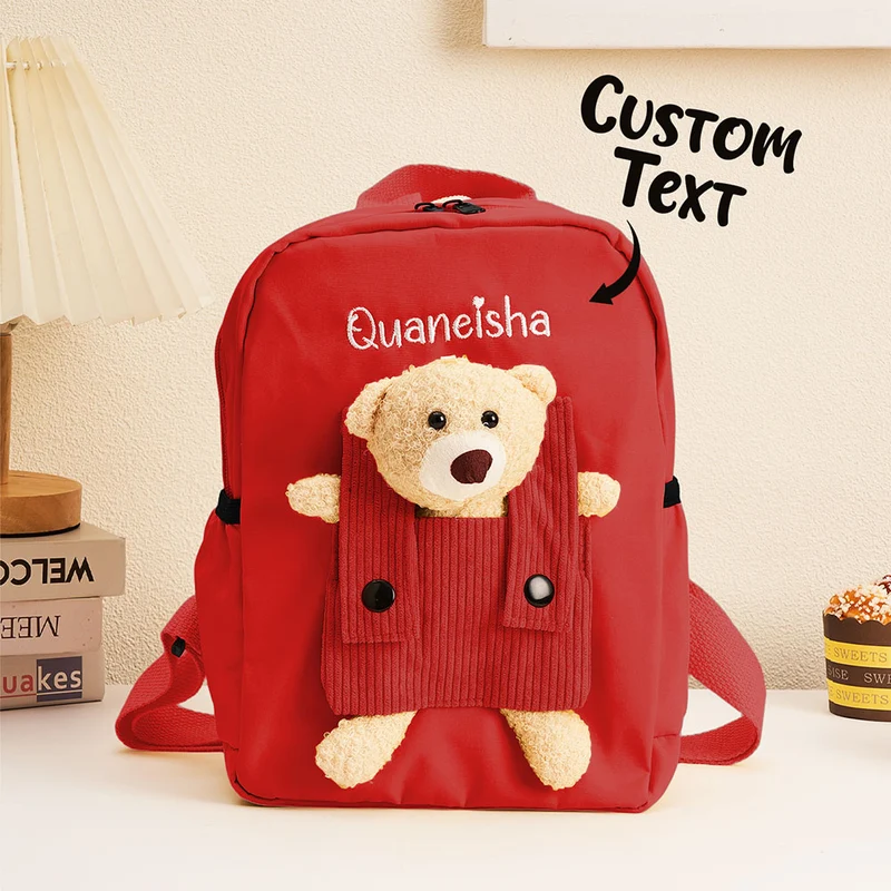 Personalisierte Name Stickerei Rucksack mit Bär - Geschenk für Kinder