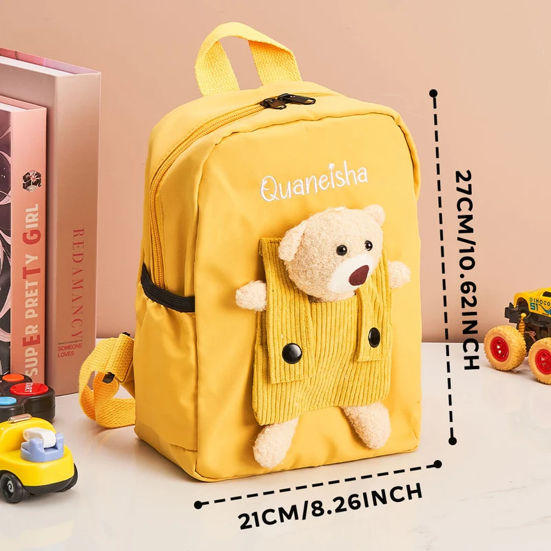 Personalisierte Name Stickerei Rucksack mit Bär - Geschenk für Kinder