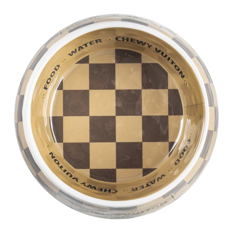 Hundenapf Chewy Vuiton Checker Gold