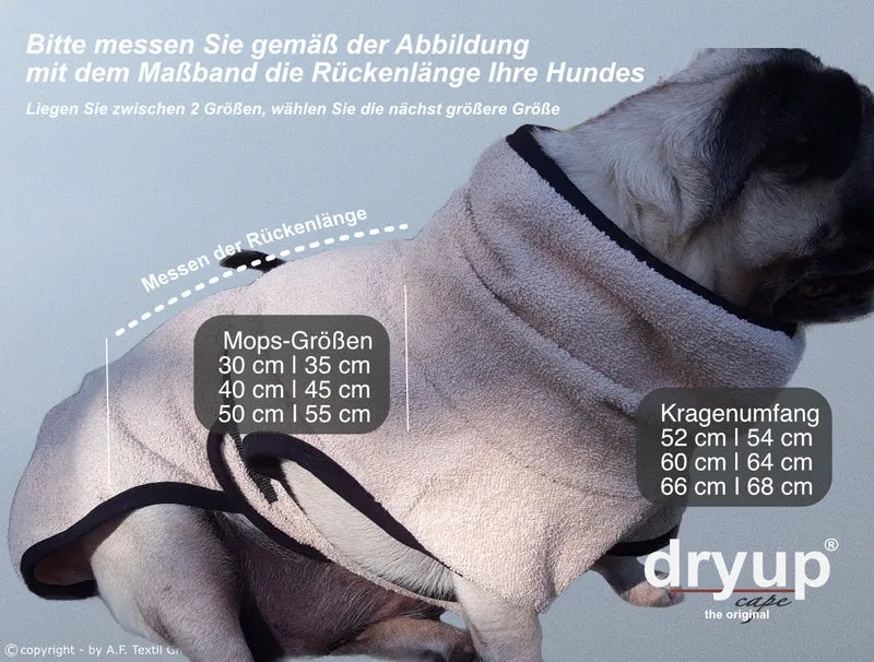Dryup Cape Hundebademantel Mops und Bulldogge Bilberry