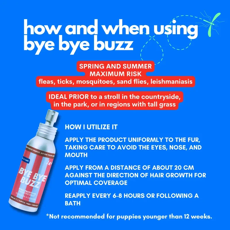 Bye Bye Buzz - Schützendes Abwehrspray für Hunde, 94 % natürlich & VEGAN