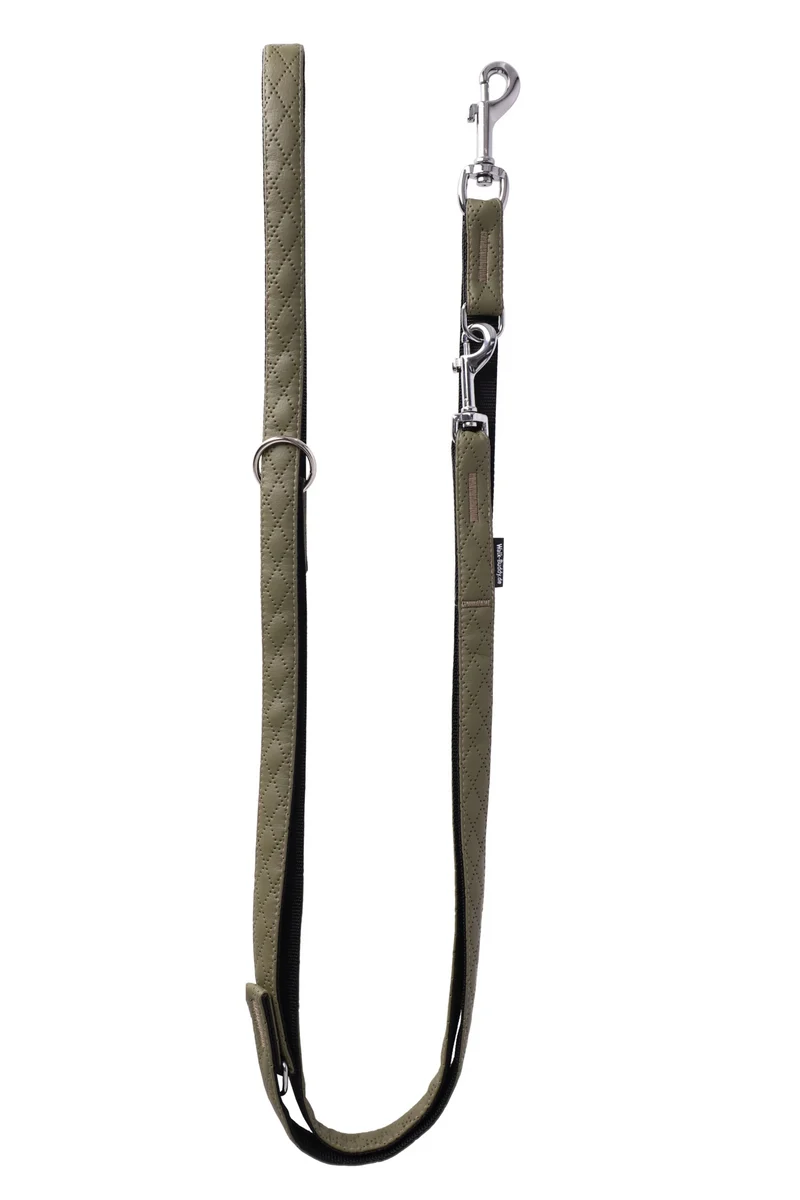 Leine Khakigrün Aus Nylon Längenverstellbar Im Rautendesign