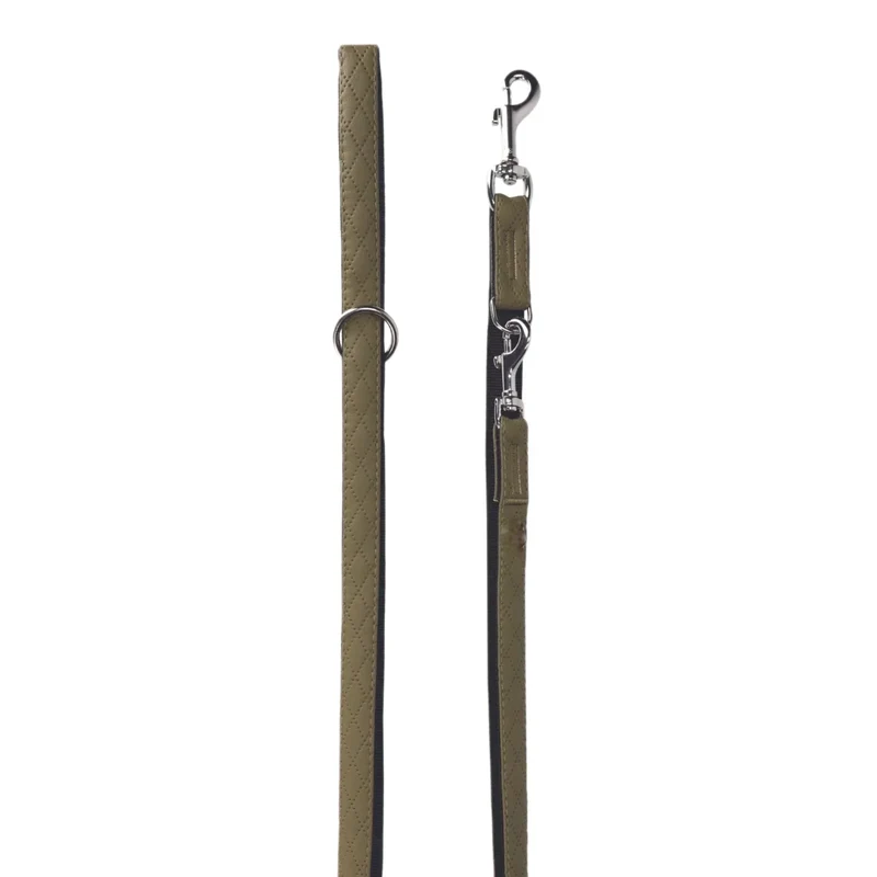 Leine Khakigrün Aus Nylon Längenverstellbar Im Rautendesign