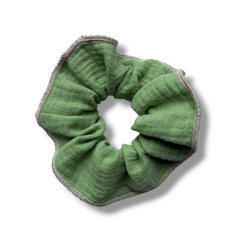 Musselin Scrunchie "Matcha" - handgefertigt