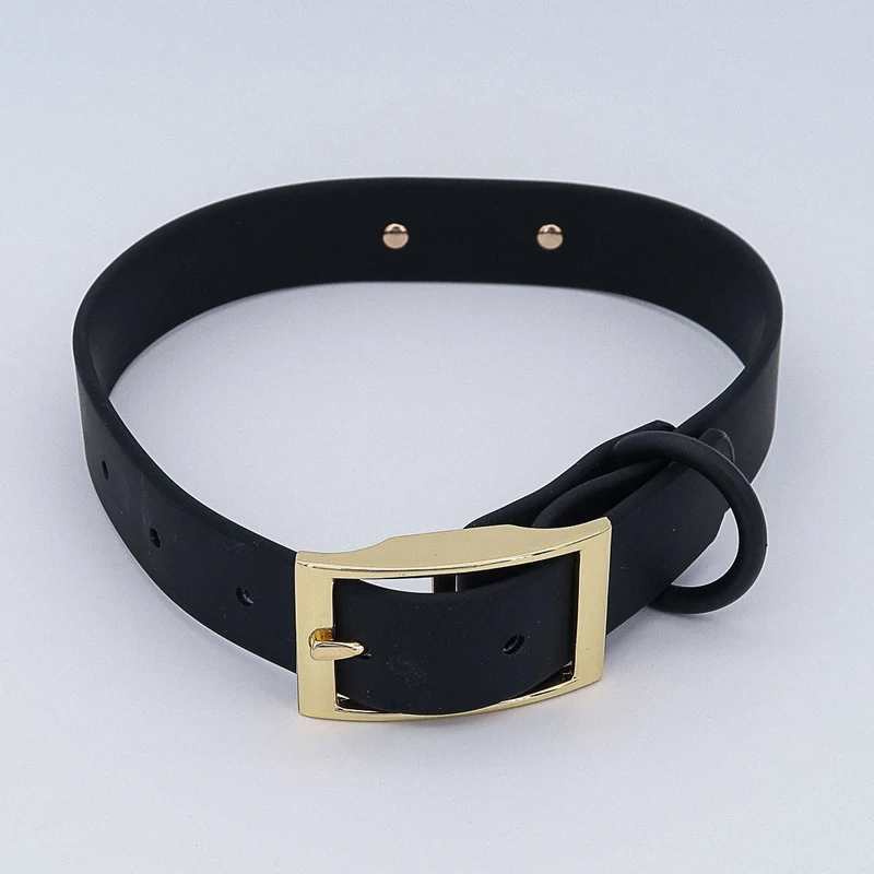 Wasserfestes Biothane Hundehalsband "Baxter" mit Gravur – Name & Telefonnummer – Outdoor – Grün oder Schwarz – S, M, L
