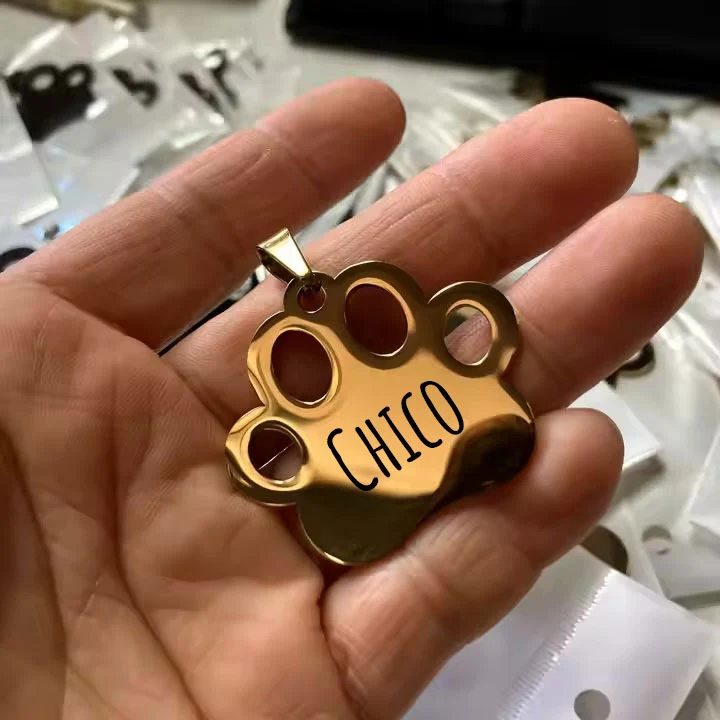 Personalisierte Hundemarke mit Gravur aus Edelstahl – Name & Telefonnummer – 30 mm – Gold, Silber & Rosé