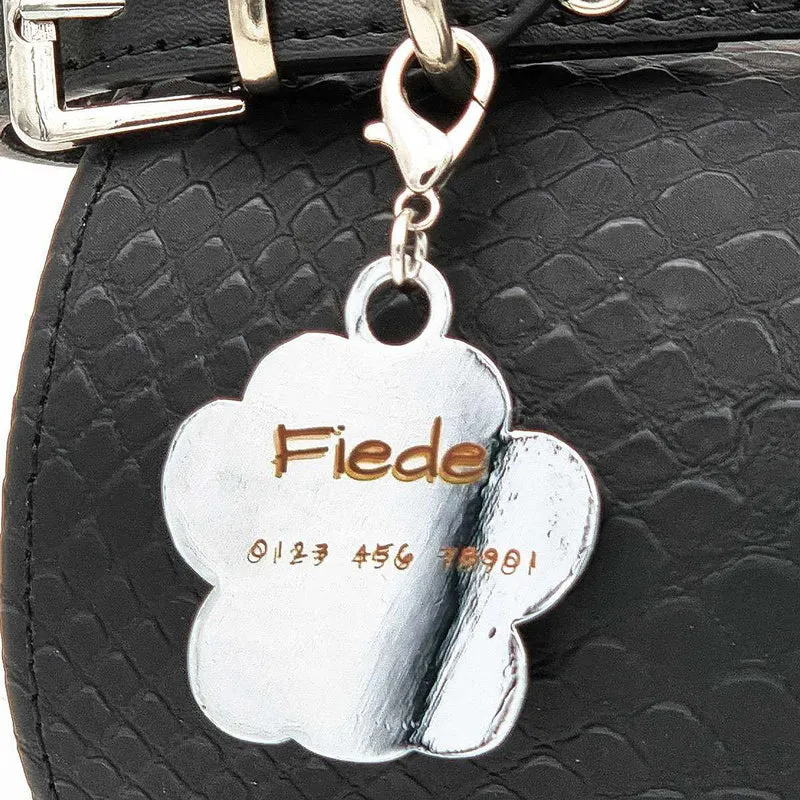Personalisierte Hundemarke in Pfötchenform – Metallmarke mit kostenloser Gravur für Hunde & Katzen – Glitzernde Farben, verschiedene Größen und Designs