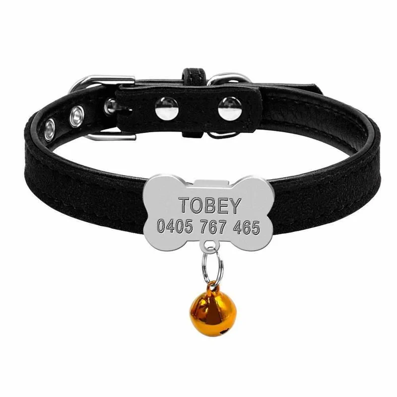 Hundehalsband mit Namen aus Leder mit kostenloser Gravur für sehr kleine Hunde