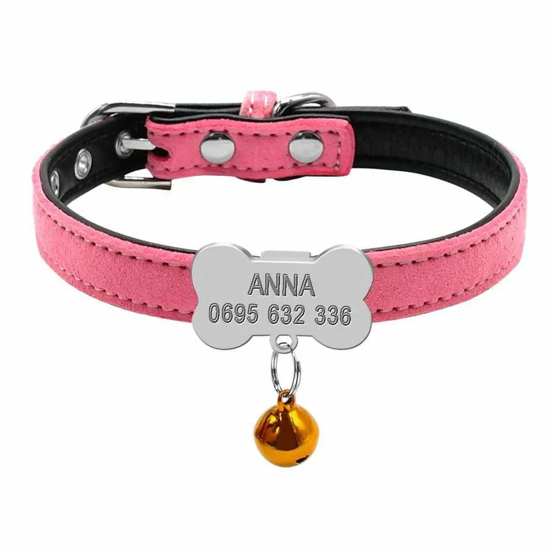 Hundehalsband mit Namen aus Leder mit kostenloser Gravur für sehr kleine Hunde