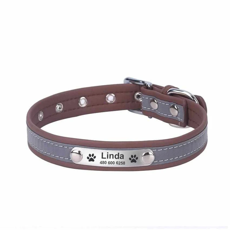 Hundehalsband mit Namen und Telefon graviert. Reflektierend