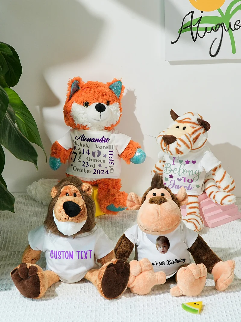 Personalisierte Tier Plüsch Kuscheltier Geburt Ankündigung Geschenk für Baby Shower